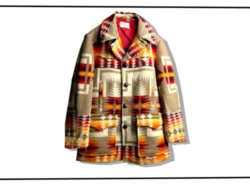 pendleton native patterned rug jacket 1970s