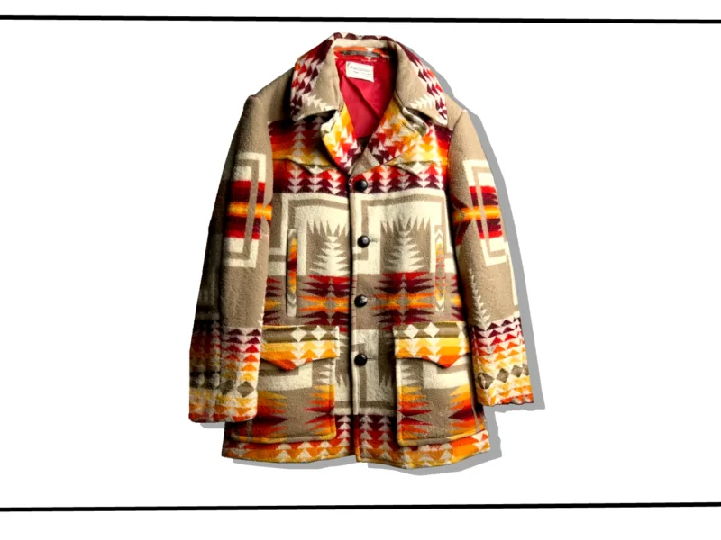 pendleton native patterned rug jacket 1970s