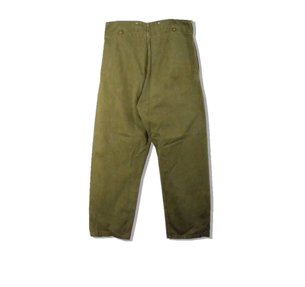 British Army Green Denim Pants 1930s Back
