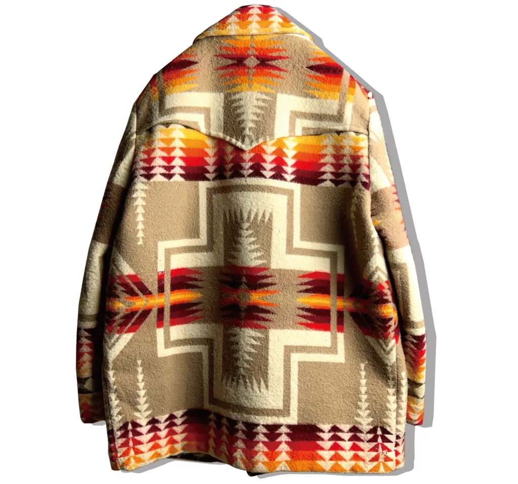 pendleton native patterned rug jacket 1970s Back