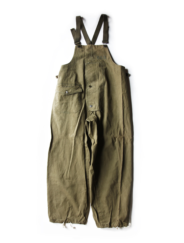 US NAVY Rain Bib Pants 1940s Front