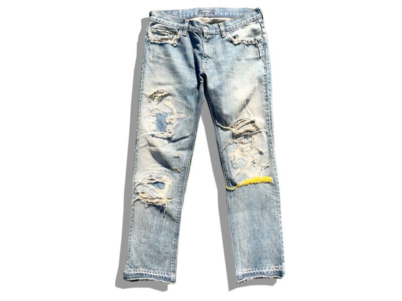 Undercover 68 “Yellow Yarn” Distressed Denim Pants Back AW10