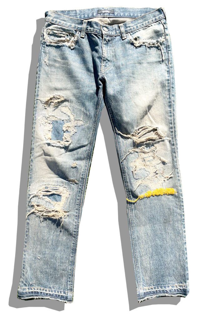 Undercover 68 “Yellow Yarn” Distressed Denim Pants Front AW10