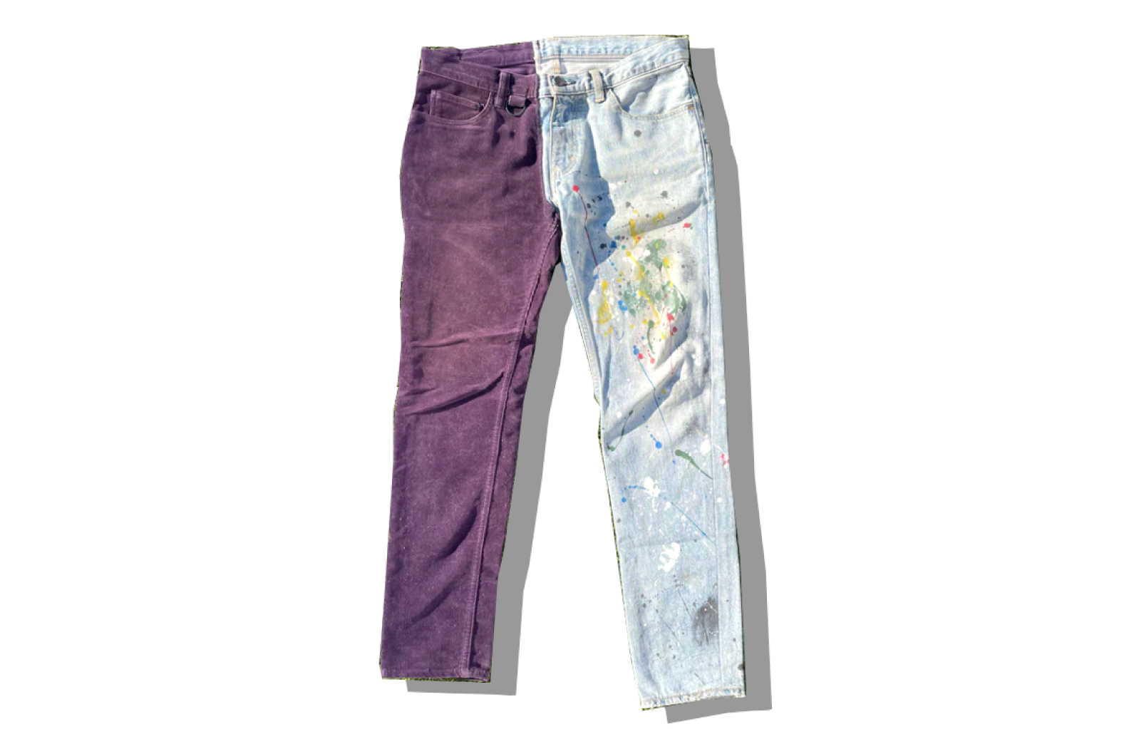 Number (N)ine Hybrid Corduroy Paint Splatter Denim Pants 2006SS Welcome To The Shadow