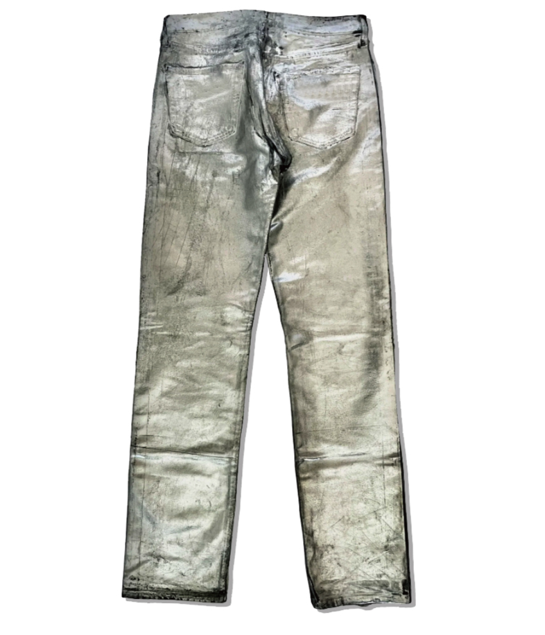 Maison Martin Margiela Silver Painted Denim Pants Back Artisanal AW1999