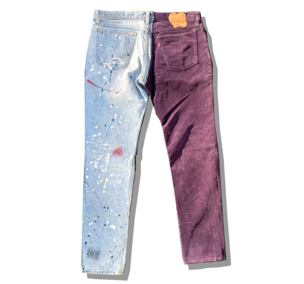 Number (N)ine Hybrid Corduroy Paint Splatter Denim Pants 2006SS Welcome To The Shadow Back