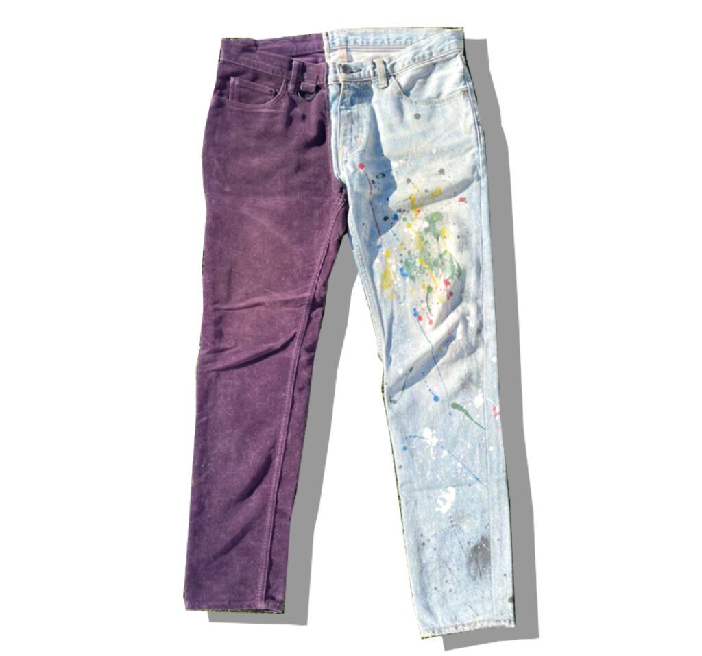 Number (N)ine Hybrid Corduroy Paint Splatter Denim Pants 2006SS Welcome To The Shadow Front