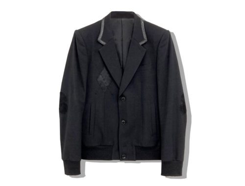 NUMBER(N)INE Clover Leather Patch argyle tailored jacket 2006AW NOIR