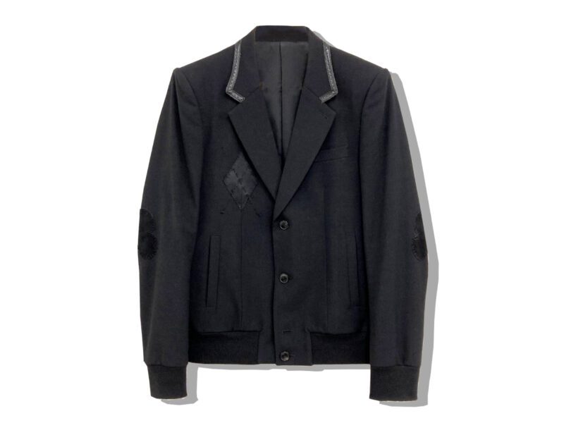 NUMBER(N)INE Clover Leather Patch argyle tailored jacket 2006AW NOIR