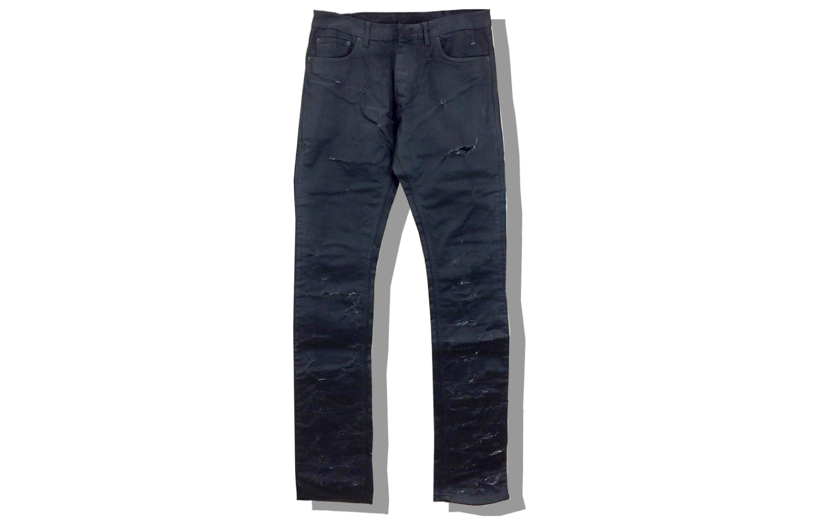 Dior Homme Destroyed Coating Denim Pants 2004SS STRIP Front