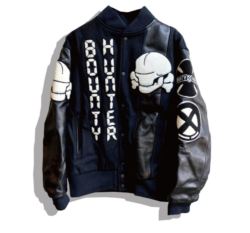 Bounty Hunter Ailen Skull Stadium Jacket Front
