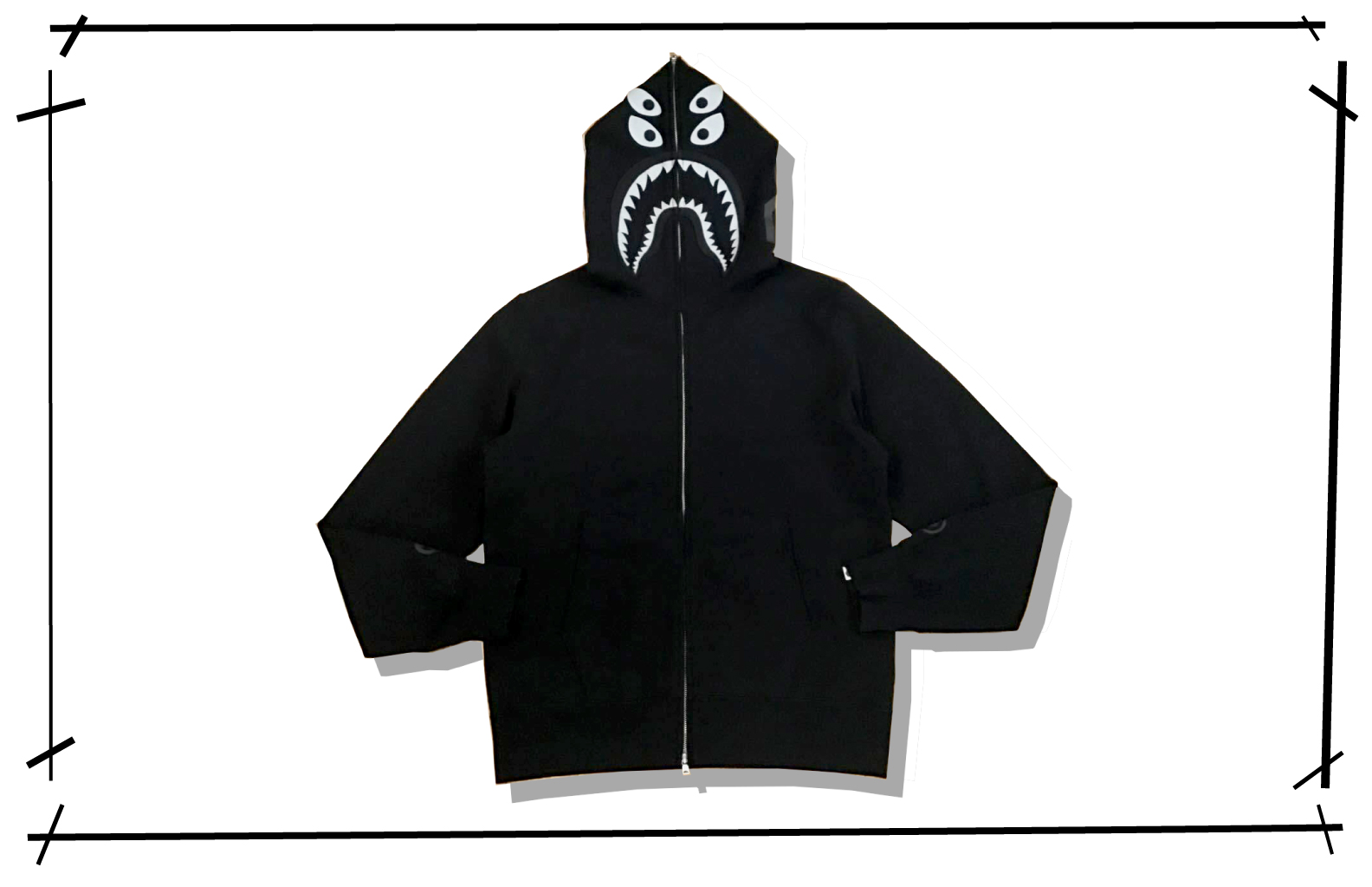 Bounty hunter x Bape Shark Black Hoddie zip up Front
