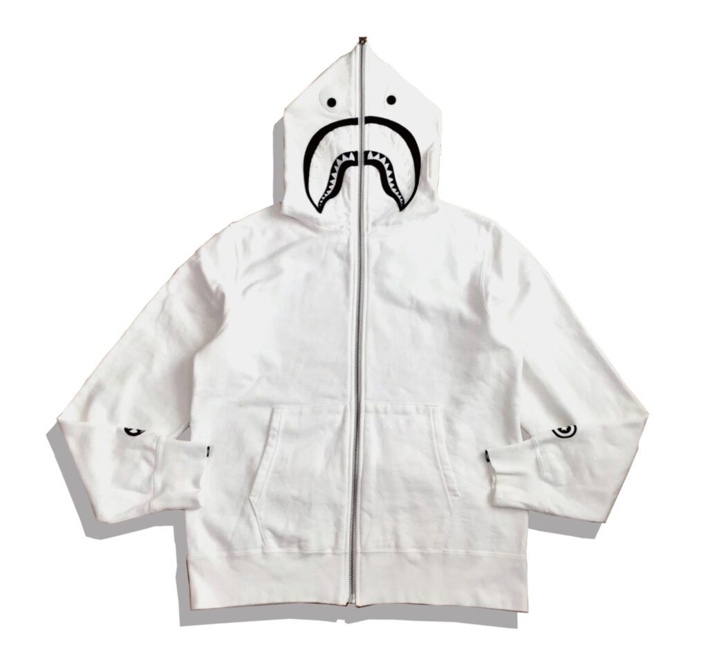 Bountyhunter x Bape White Shark Hoodie Zipup Front