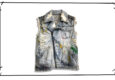 NUMBER NINE Painted Damage Stud Denim Vest 2006SS WELCOME TO THE SHADOW