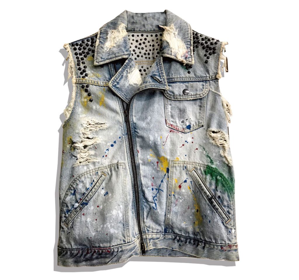 NUMBER NINE Painted Damage Stud Denim Vest 2006SS WELCOME TO THE SHADOW Front