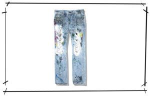 NUMBER NINE painted damage stud Denim Pants 2006 Spring Summer WELCOME TO THE SHADOW Front