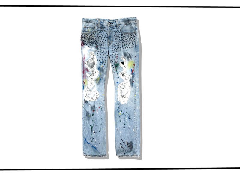 NUMBER NINE painted damage stud Denim Pants 2006 Spring Summer WELCOME TO THE SHADOW Front