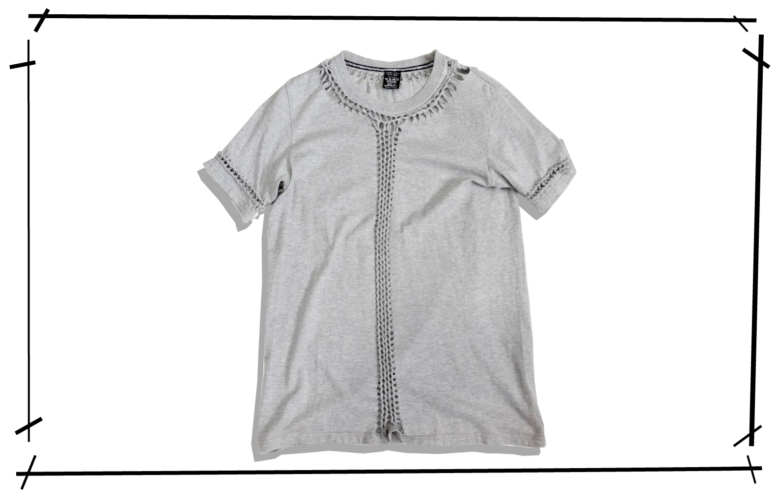 NUMBER(N)INE knitting Grey Neck Tshirt LOVE GOD MURDER 2007AW Front