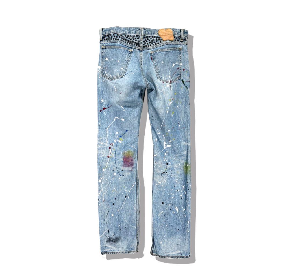 NUMBER NINE painted damage stud Denim Pants 2006 Spring Summer WELCOME TO THE SHADOW Back