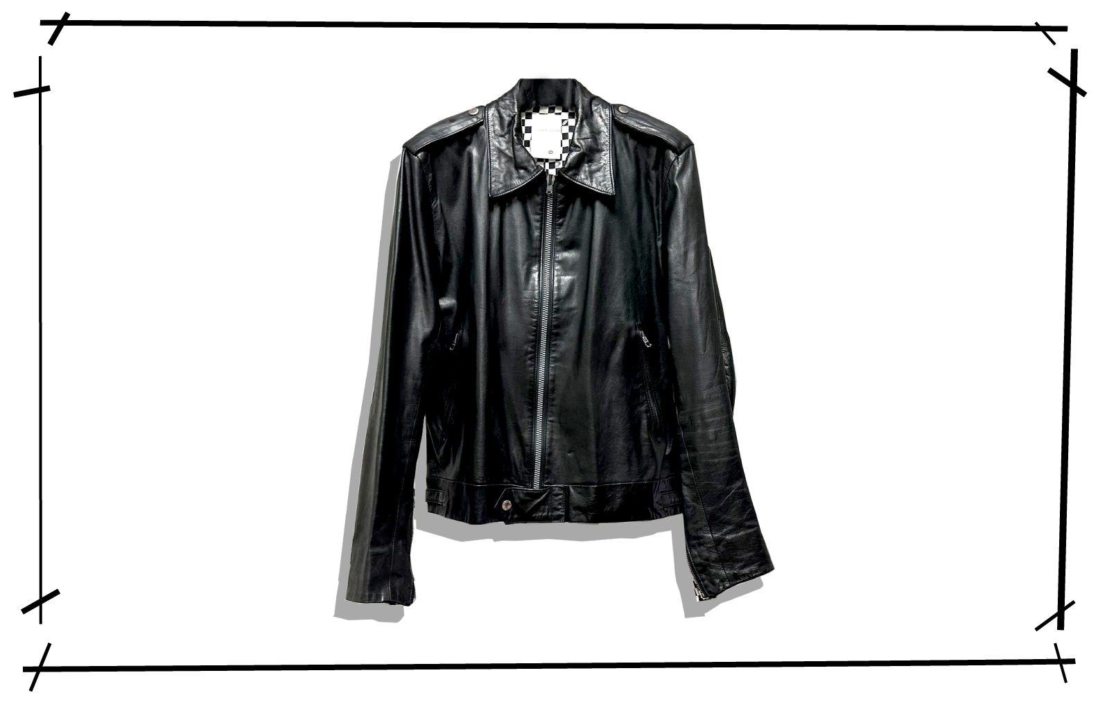 Number(N)ine leather Rider Jacket Check Black 2000SS