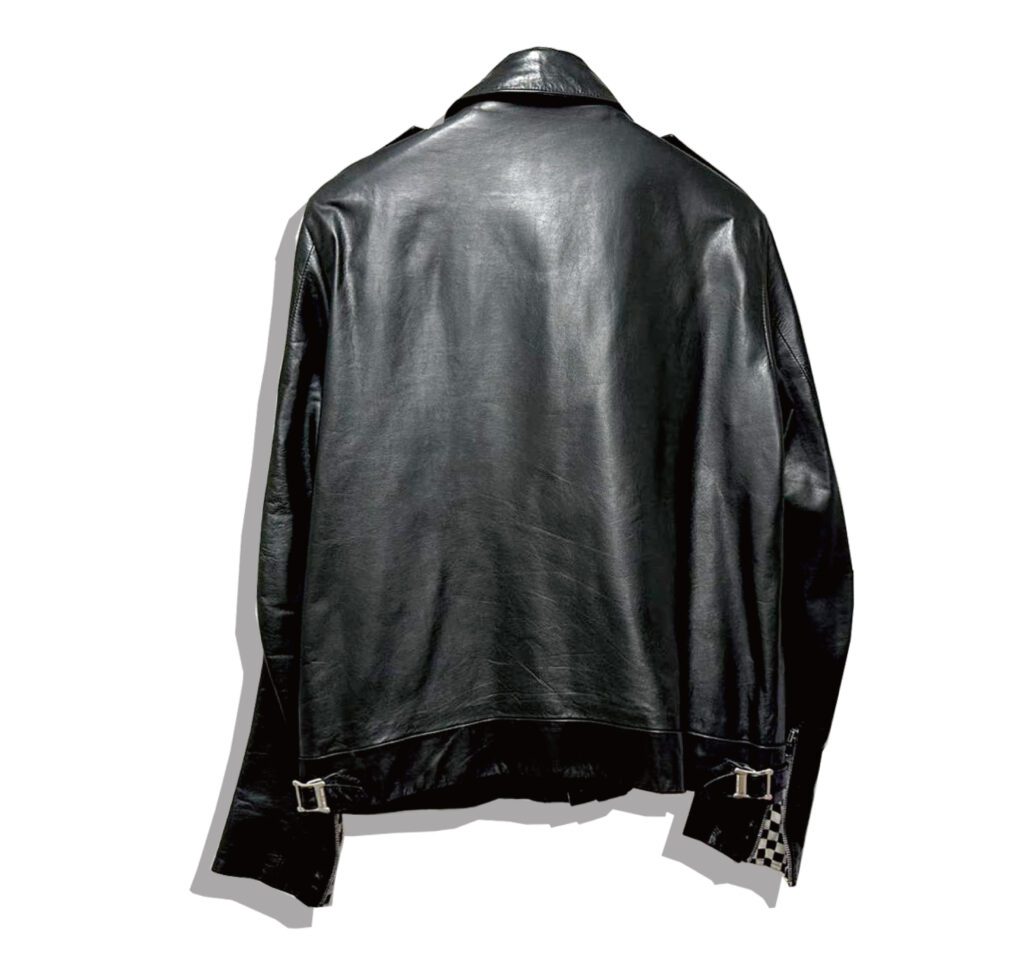 Number(N)ine leather Rider Jacket Check Black 2000SS Back