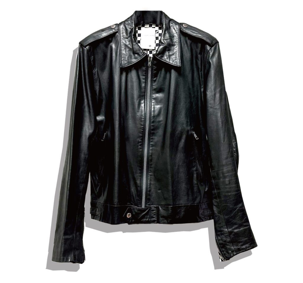 Number(N)ine leather Rider Jacket Check Black 2000SS Front