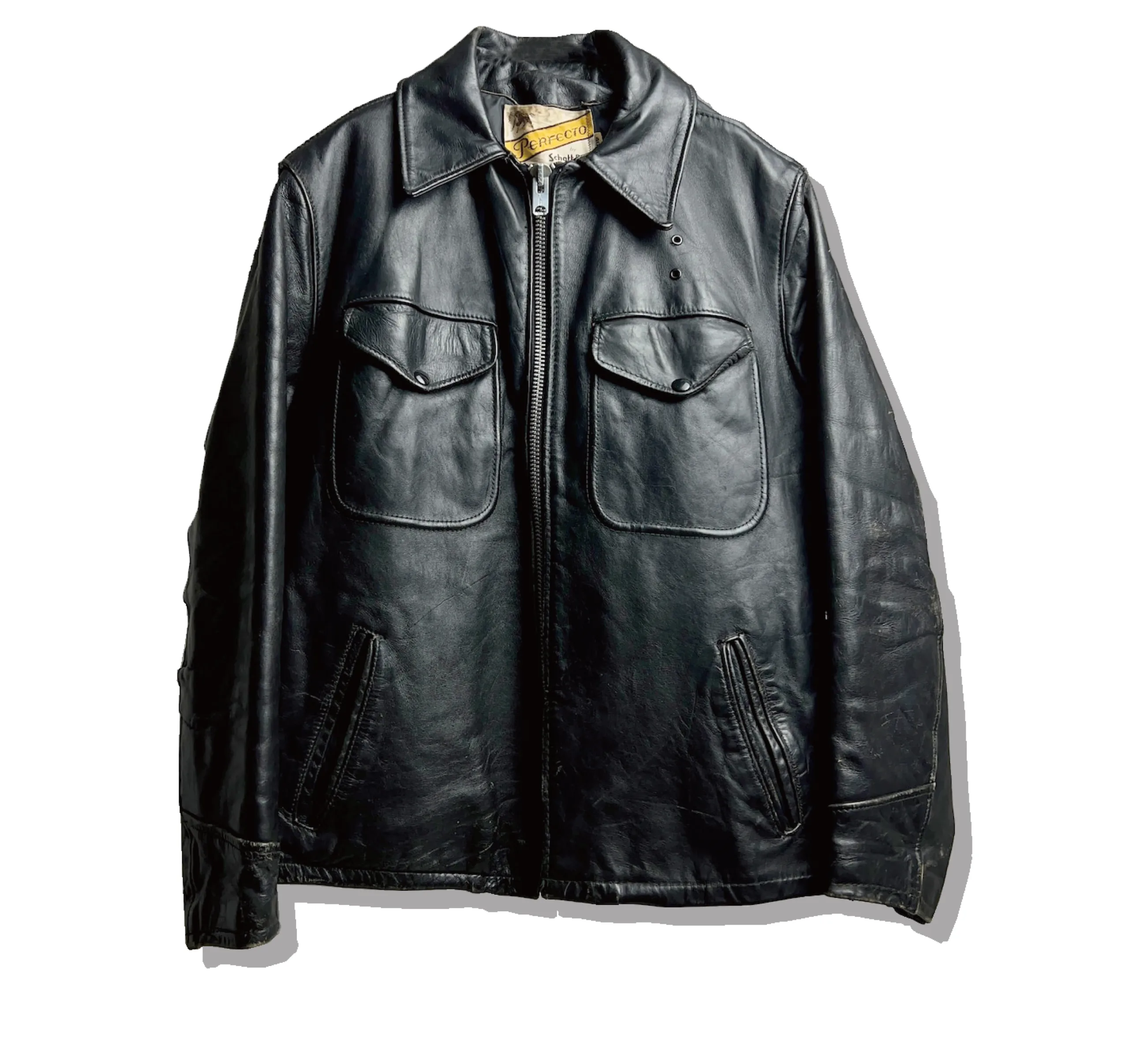 Schott Policeman Leather Jacket Front