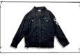 BOUNTY HUNTER Skull Biker Denim Jacket Black Front