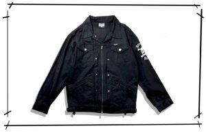 BOUNTY HUNTER Skull Biker Denim Jacket Black Front