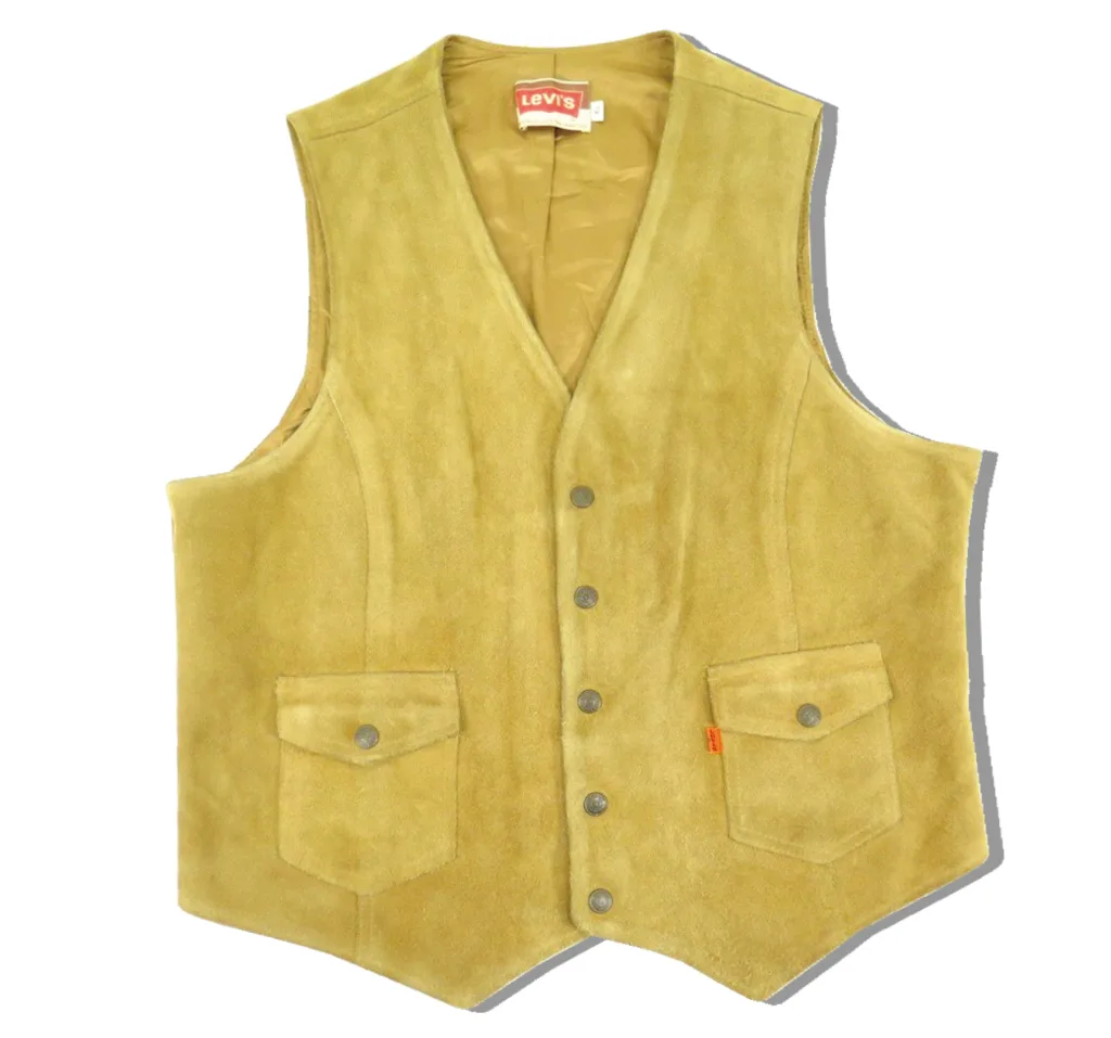 Levi's Orange Tab Western Suede Leather Vest Front