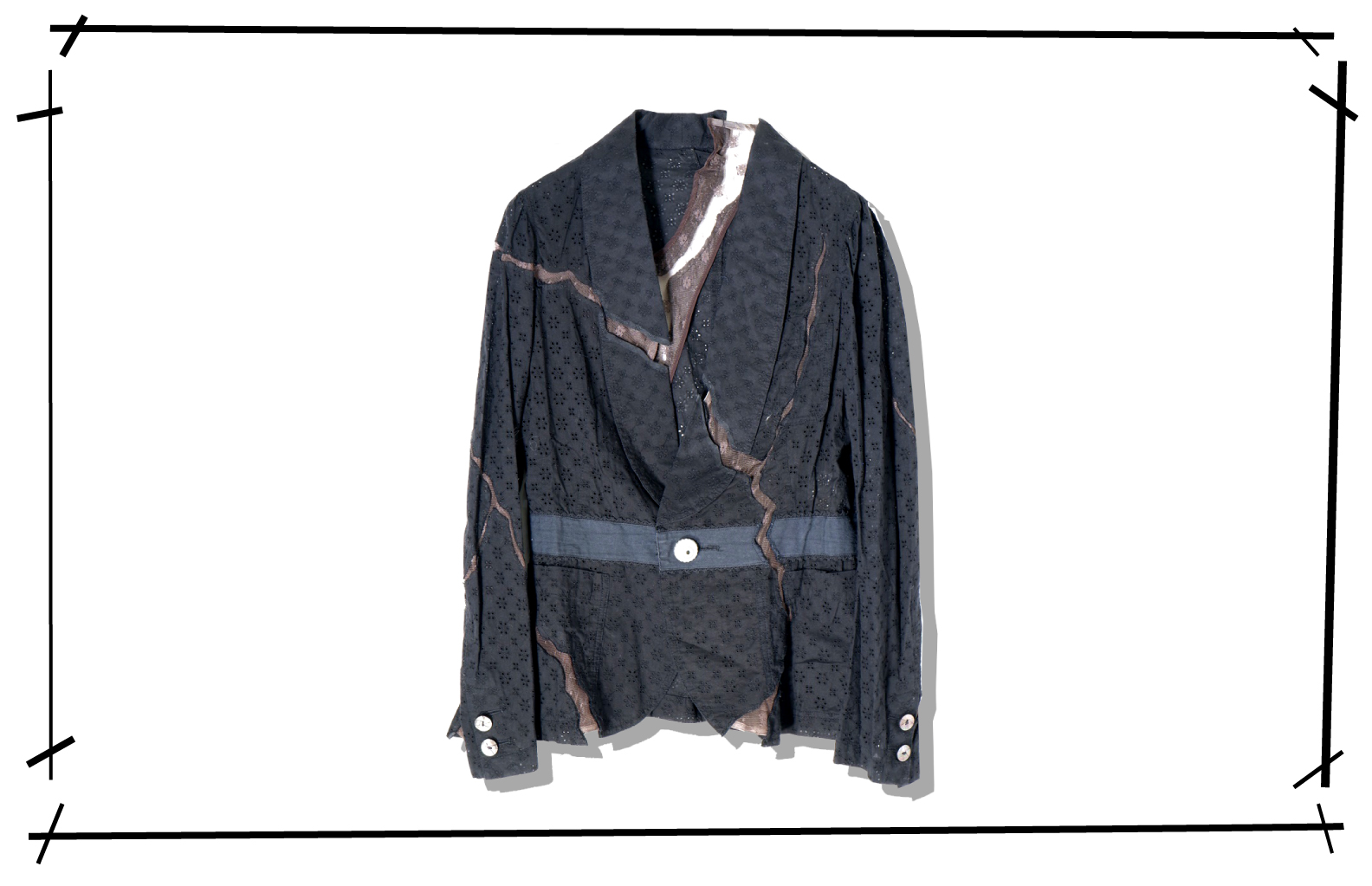 UNDERCOVER Lace Switching Cutwork Embroidery EYE BUTTON JACKET 2005SS But Beautiful