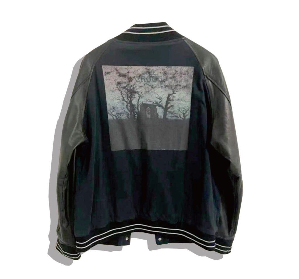 undercover Black Leather Stadium Jacket 2006SS T Back