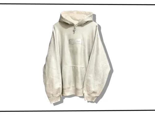 Supreme x MM6 Foil Box logo hoddie White