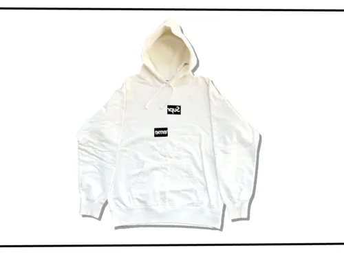 Supreme x Comme des Garcons Shirt Split Box Logo Hoddie White 2018AW