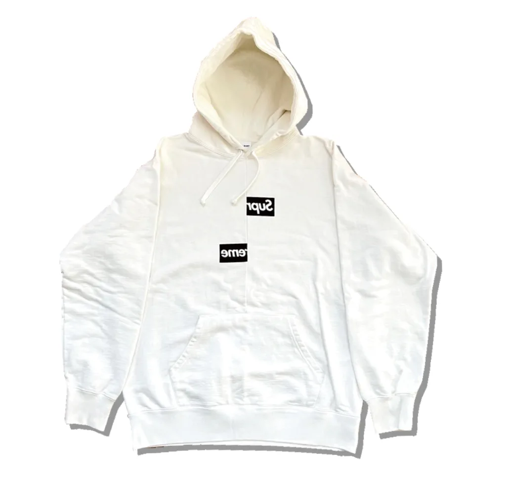 Supreme x Comme des Garcons Shirt Split Box Logo Hoddie White 2018AW Front