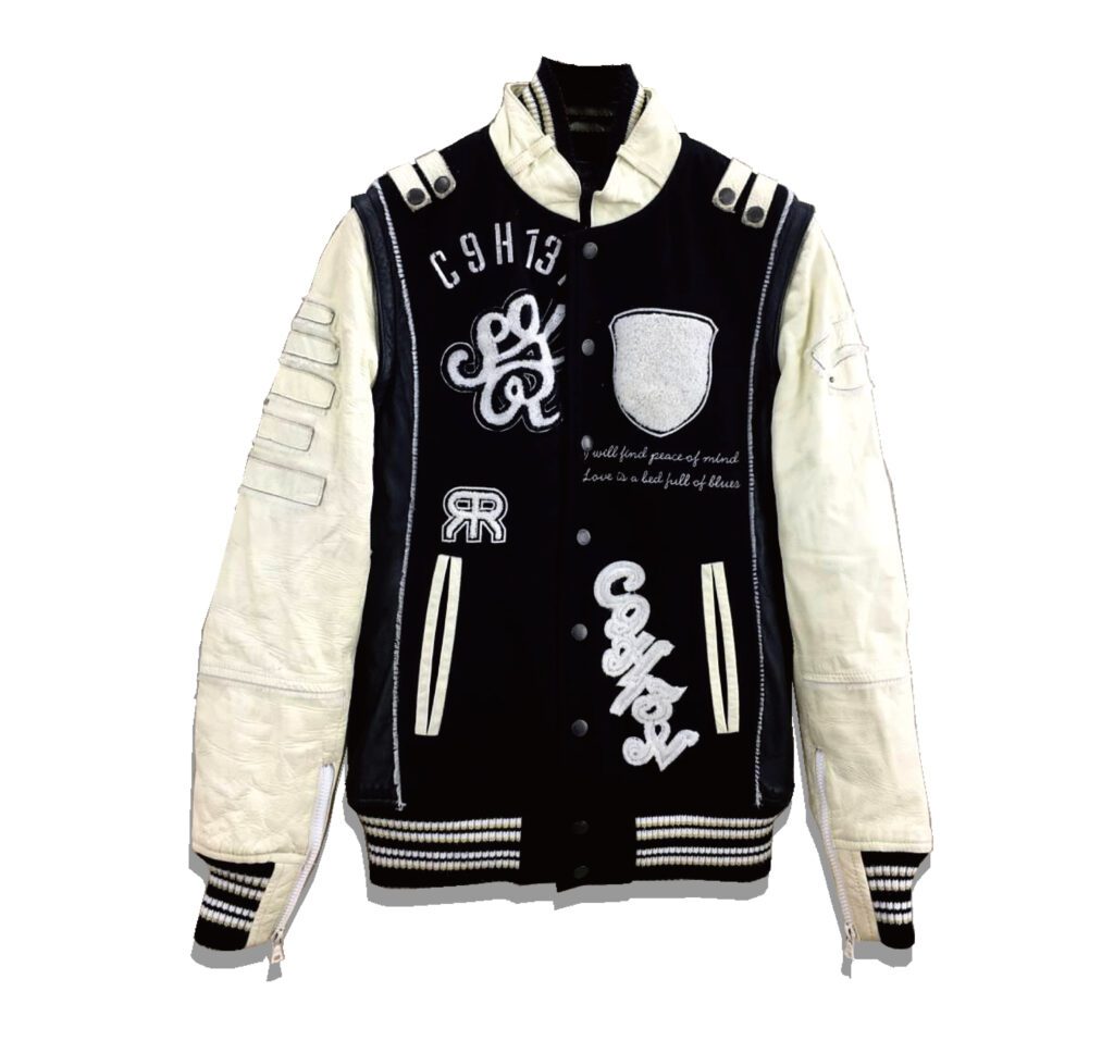 Roen Stadium Jacket White Black Front