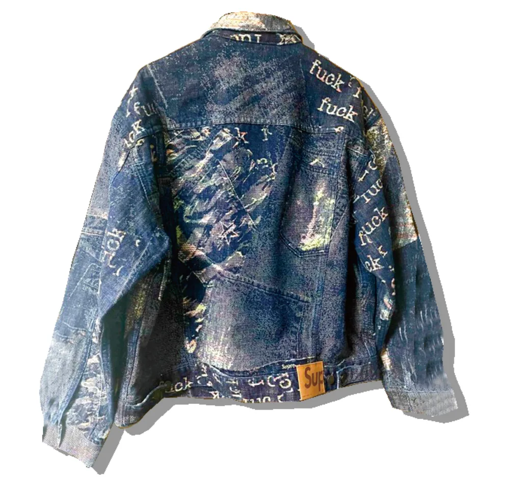 Supreme Archive Denim Jacquard Trucker Jacket Back 2023SS