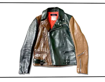 Comme des Garcons x LEwis leather Lightning Double RiderJAcket 2017 Black × D.Brown × D.Navy × Brown