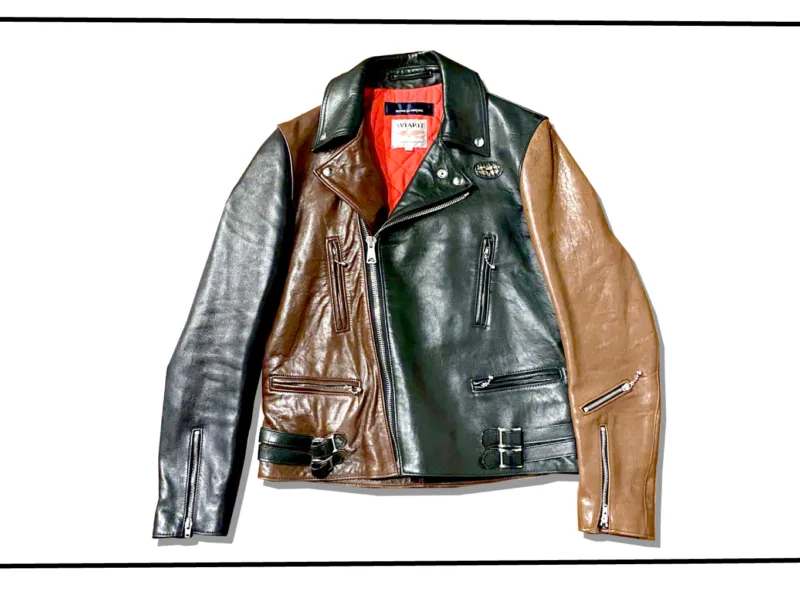 Comme des Garcons x LEwis leather Lightning Double RiderJAcket 2017 Black × D.Brown × D.Navy × Brown