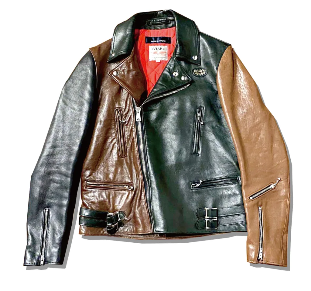 Comme des Garcons x LEwis leather Lightning Double RiderJAcket 2017 Black × D.Brown × D.Navy × Brown Front