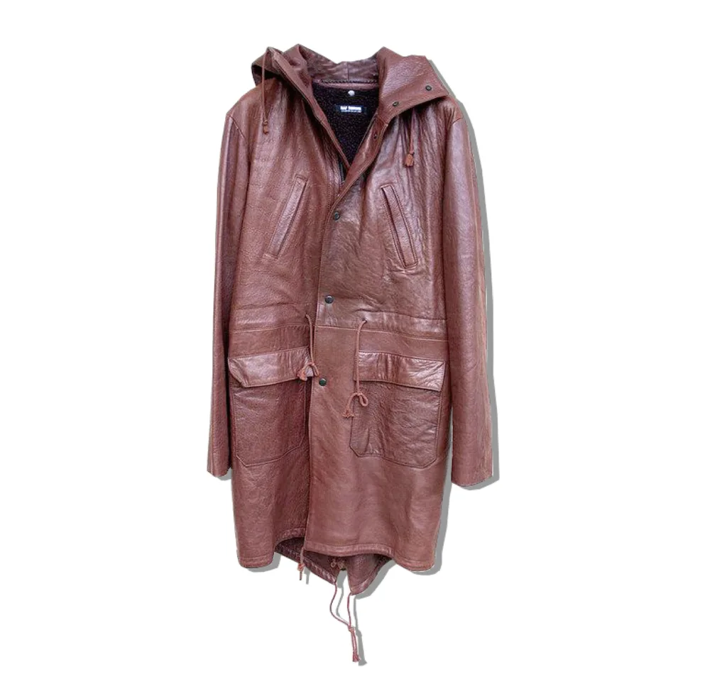 rafsimons leather mods coat Front