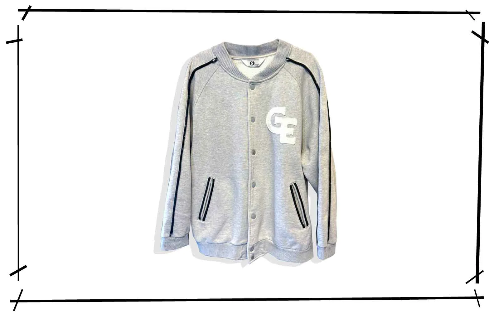 Good Enough sweat stadium Jacket Grey Black Line
