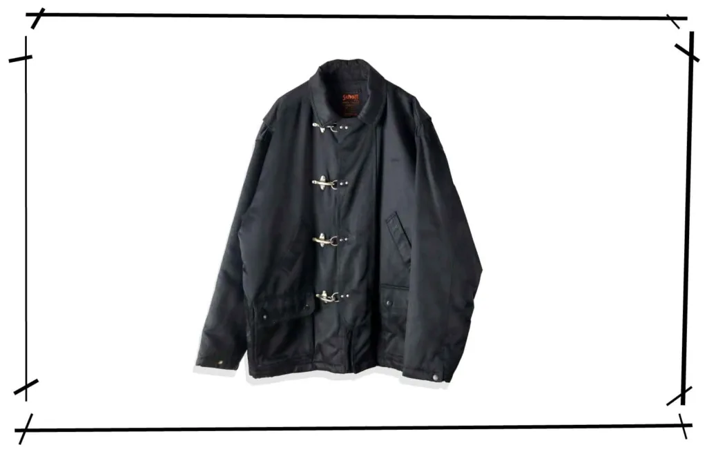 Schott Black Nylon fireman Coat