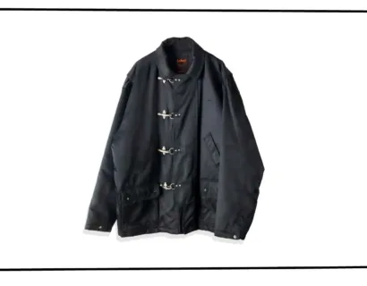Schott Black Nylon fireman Coat