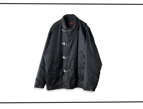 Schott Black Nylon fireman Coat