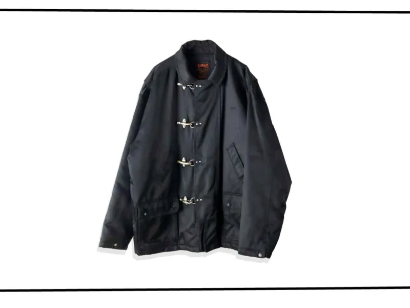 Schott Black Nylon fireman Coat