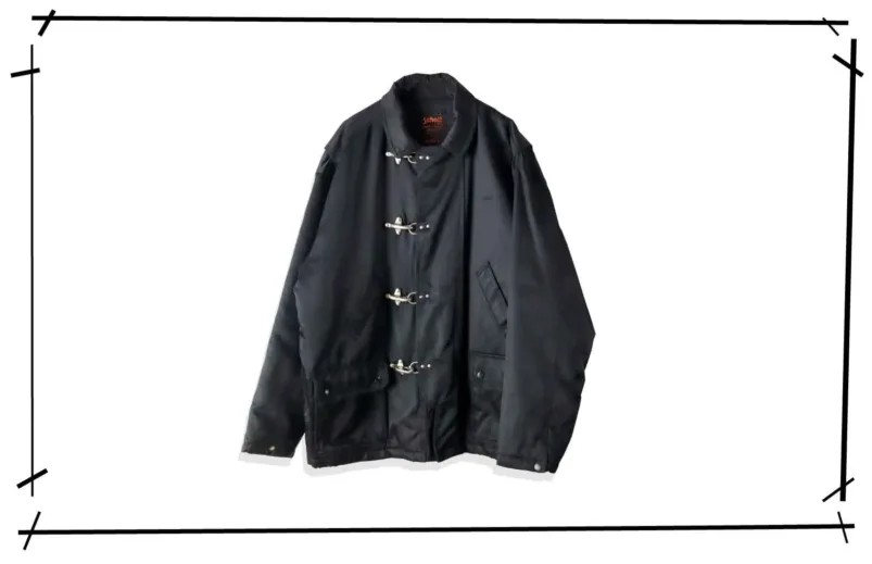 Schott Black Nylon fireman Coat