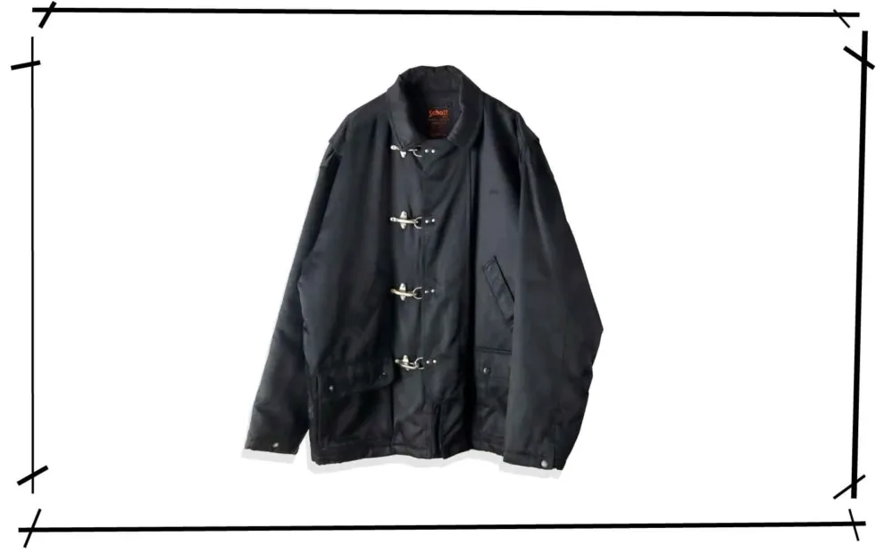 Schott Black Nylon fireman Coat