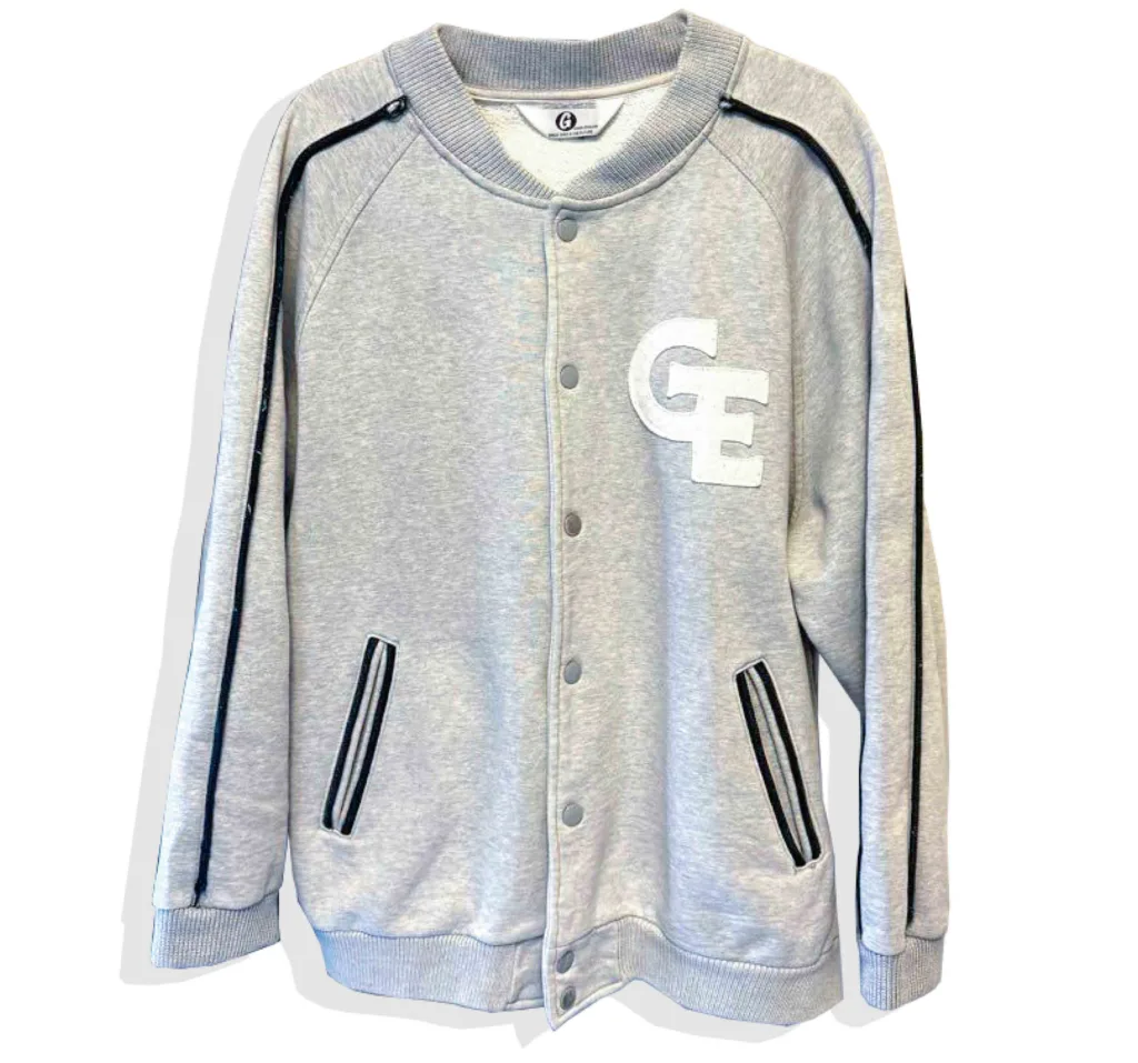Good Enough sweat stadium Jacket Grey Black Line Front