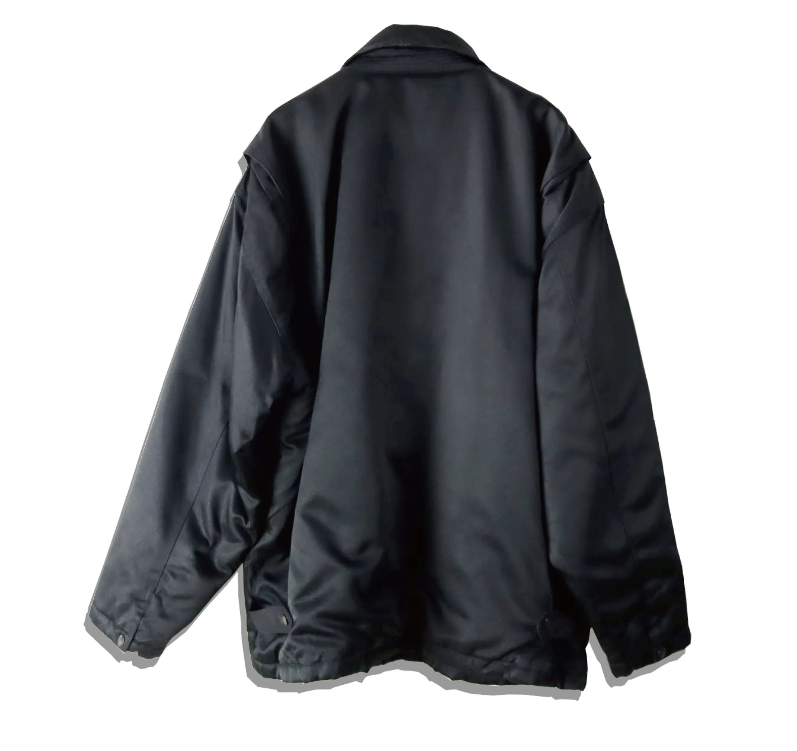 Schott Black Nylon fireman Coat BAck